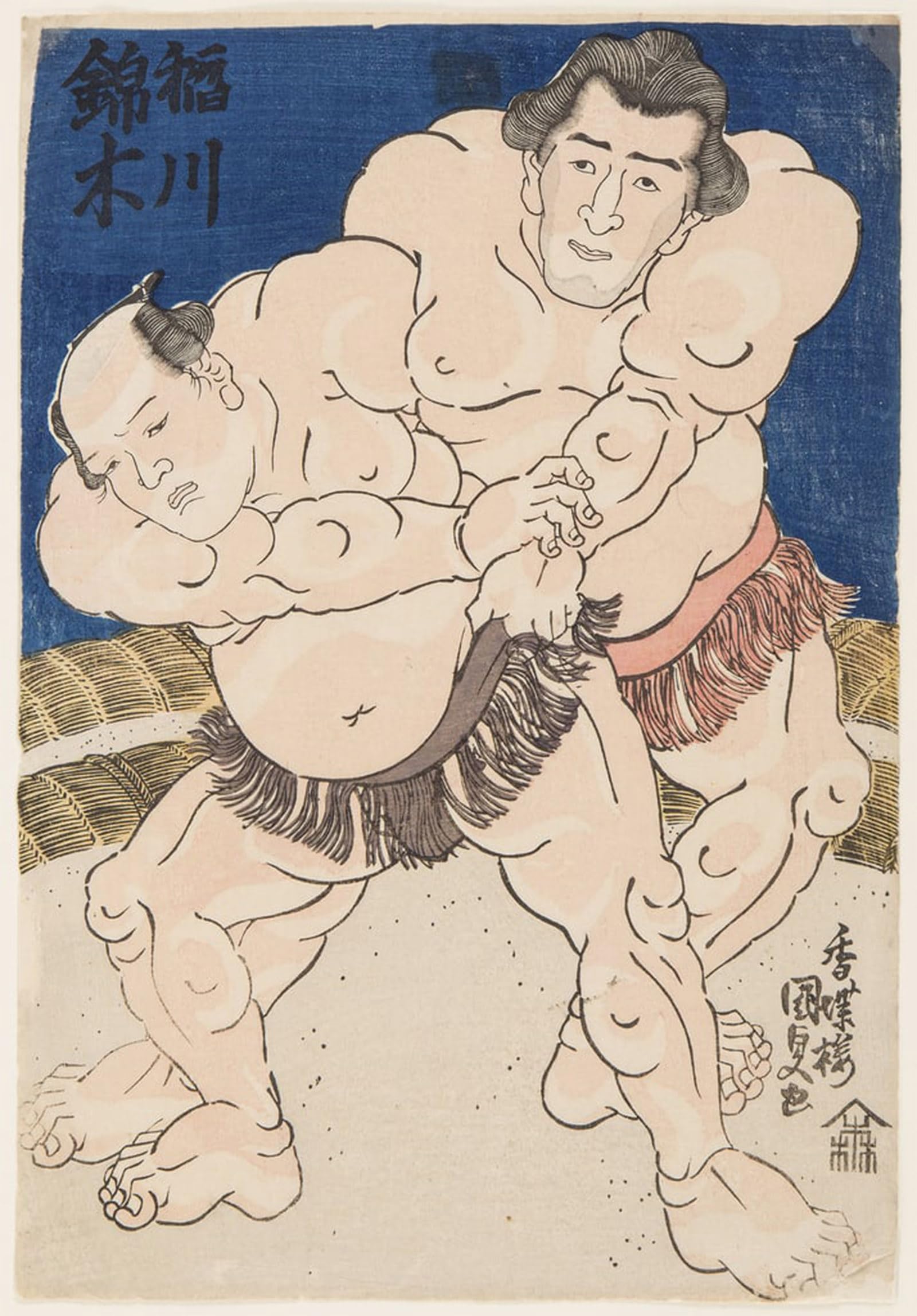 POSTERIIk Famous Modern Artwork Art Mural Sumo Match Between Inogawa by Utagawa Kunisada Oil Paintings Pictures for Home Decor 60x90cm
