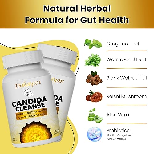 Miniatura 5 de Advanced Candida Cleanse - Complejo de equilibrio intestinal con orégano y ácido caprílico, apoyo natural para el crecimiento excesivo de levadura +
