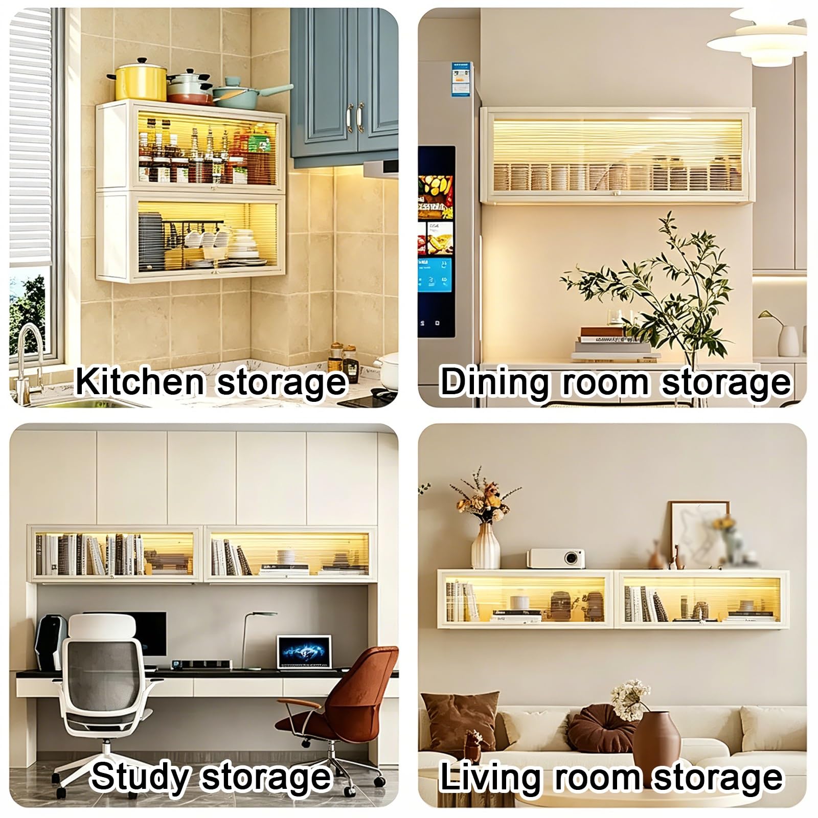 Armoire de Rangement Garage Conception à Porte Basculante Armoire Cuisine | Meuble Mural Salle de Bain Blanc, Armoire Murale Salon, Bureau, Chambre, Plus profonde(57*22*28.5cm)