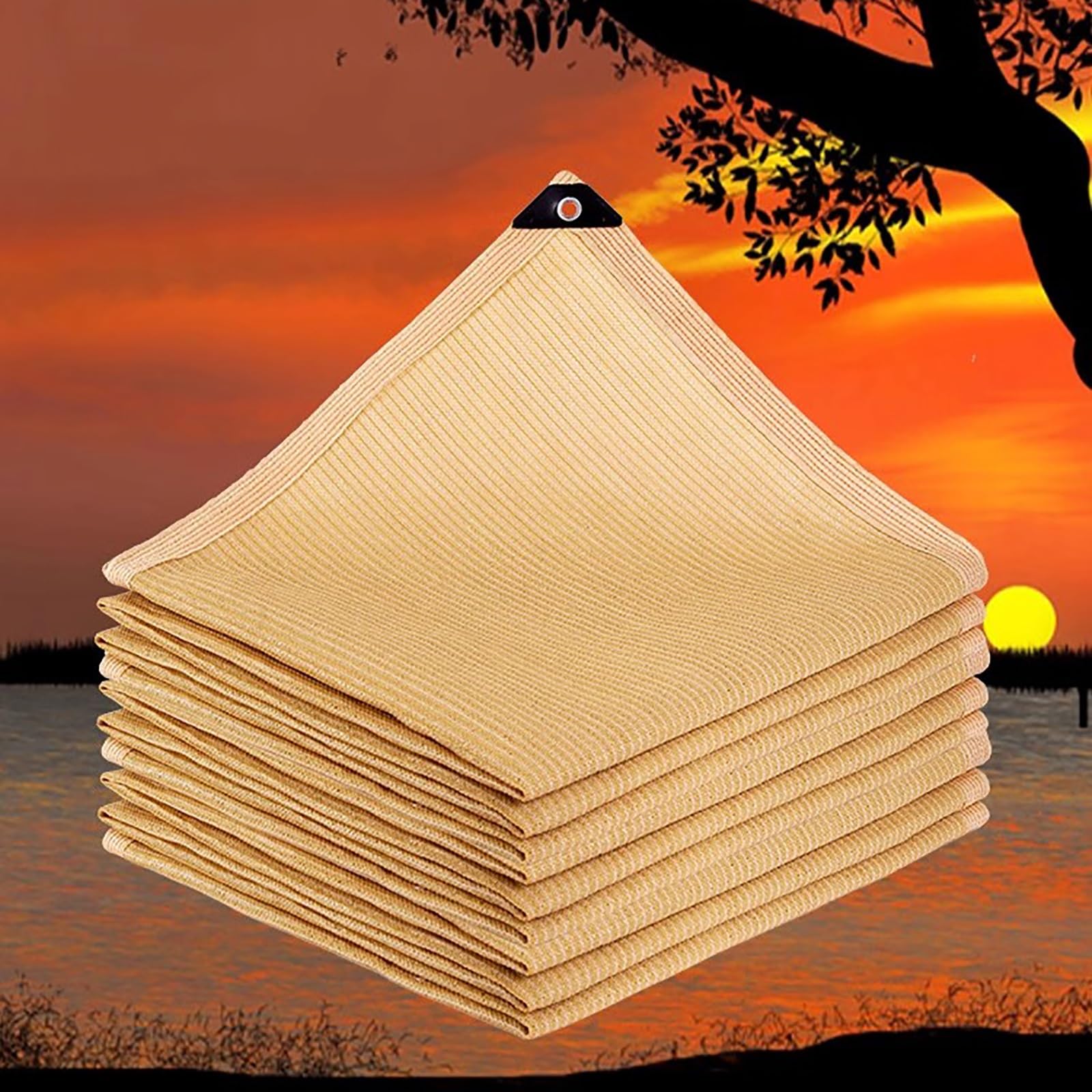 GJZQDKX Beige Shade Cloth, 90% UV Protection for Patio Cover, Breathable Garden Shade Net with Grommets, Lightweight 7x8m (23'x26') Greenhouse Shade Screen