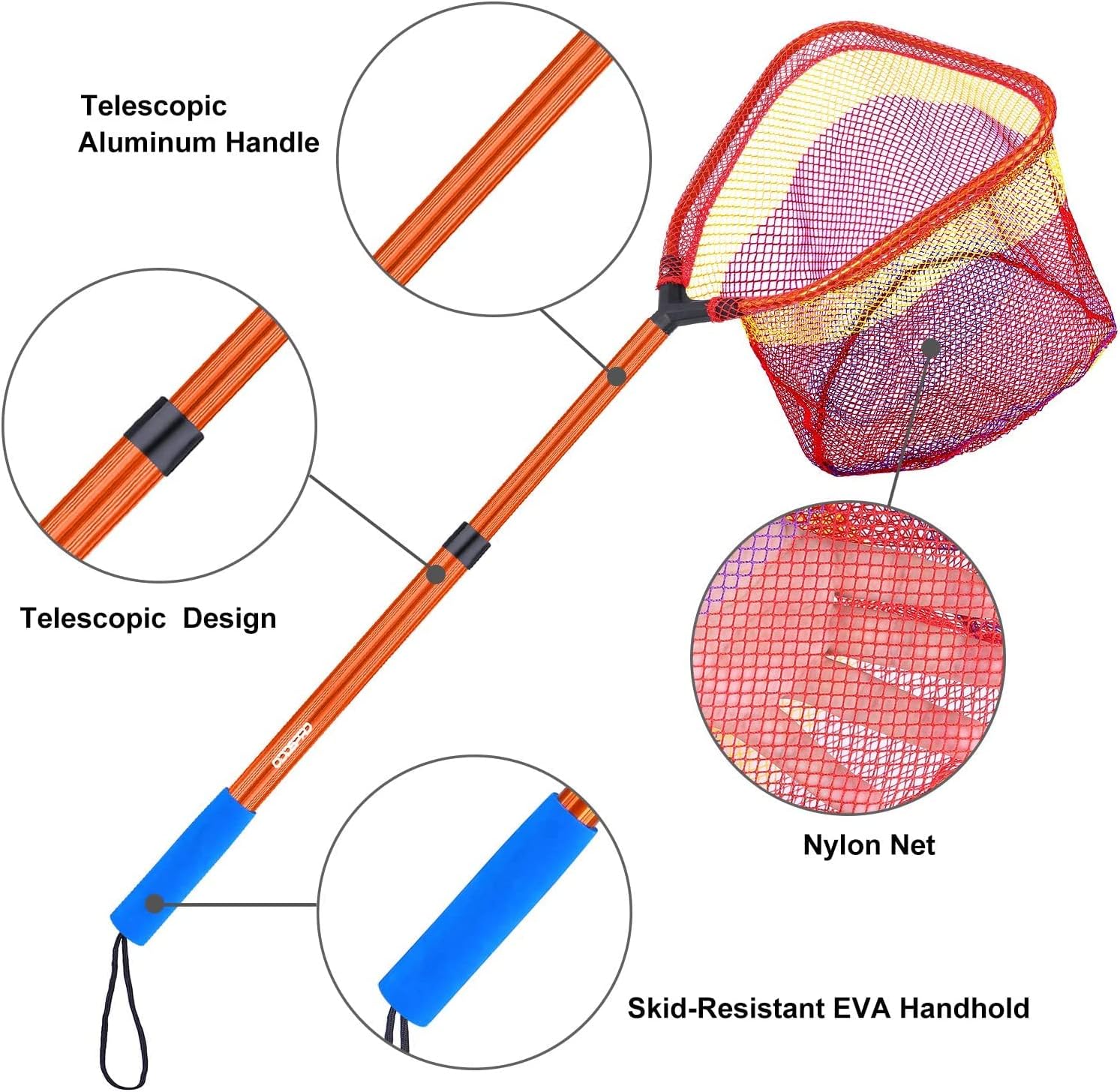 Kids Fishing Net - Telescoping Bait, Minnow, and Butterfly Net With 11.4" Depth, Handle Extends to 30" for Easy Catch and Release