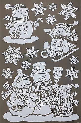 Miniatura 2 de bCreative - Calcomanías de Navidad e invierno, calcomanías de vidrio para ventana, decoraciones de bricolaje, 4 hojas surtidas, copo de nieve de