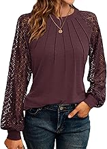 WNEEDU Sweatshirt Damen Pullover Herbst Langarmshirt Oberteile Tops T-Shirts Elegante Langarm Spitzen Lässig Bluse Frühling und Herbst Tops