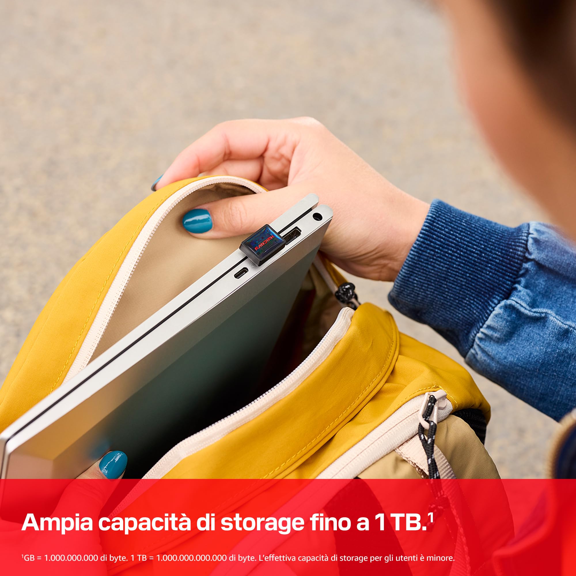 SANDISK Extreme Fit, Unità Flash USB-C 512 GB (Velocità di lettura fino a 400 MB/s, USB 3.2 Gen 1, USB Type-C, storage plug-and-stay, l'app SANDISK Memory Zone)