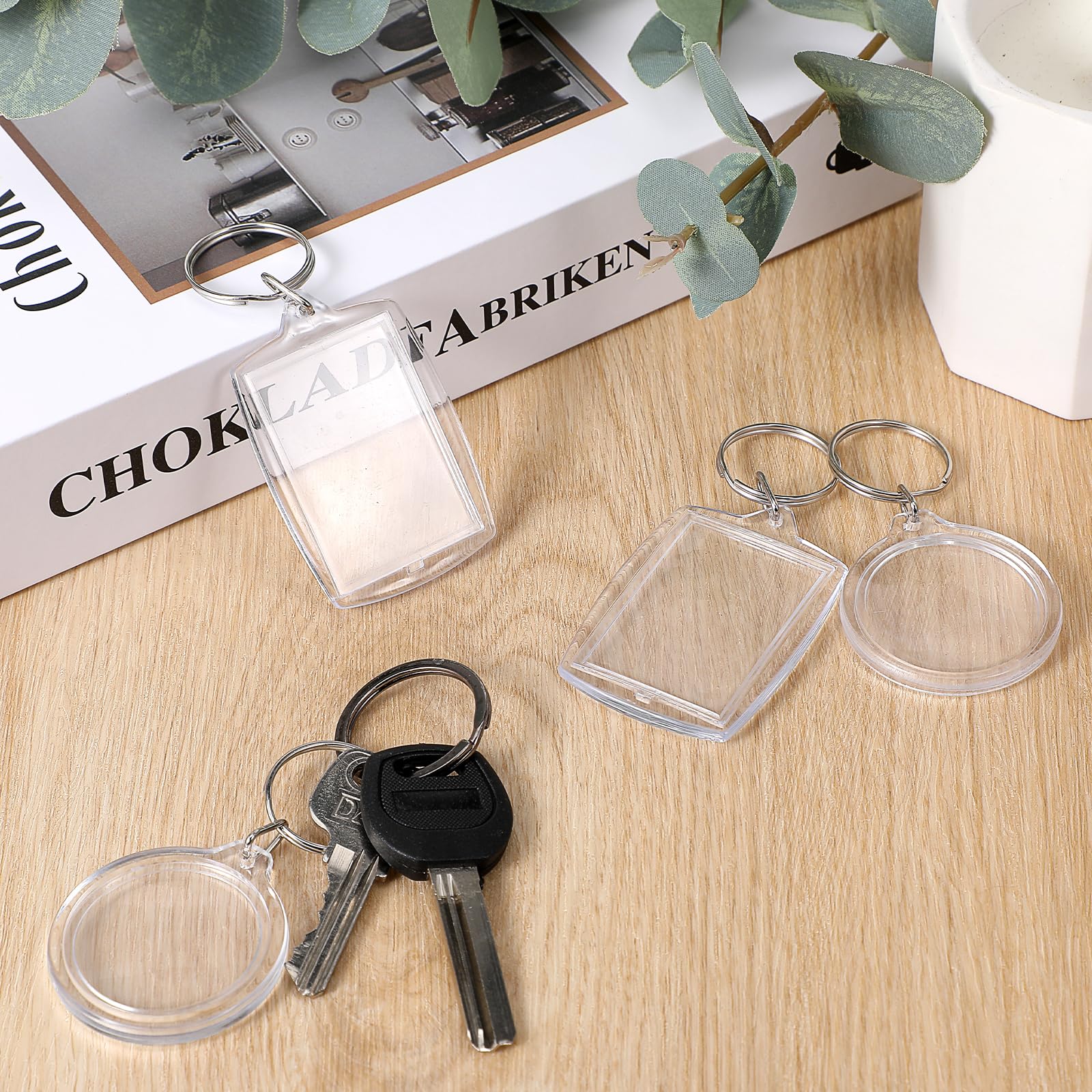 oruola 10 sztuk okrągłych breloczków do kluczy, 4 cm, do kluczy, dla przyjaciół rodziny, prezent ze zdjęciem, DIY, na urodziny, rocznicę, 10 sztuk, przezroczysty