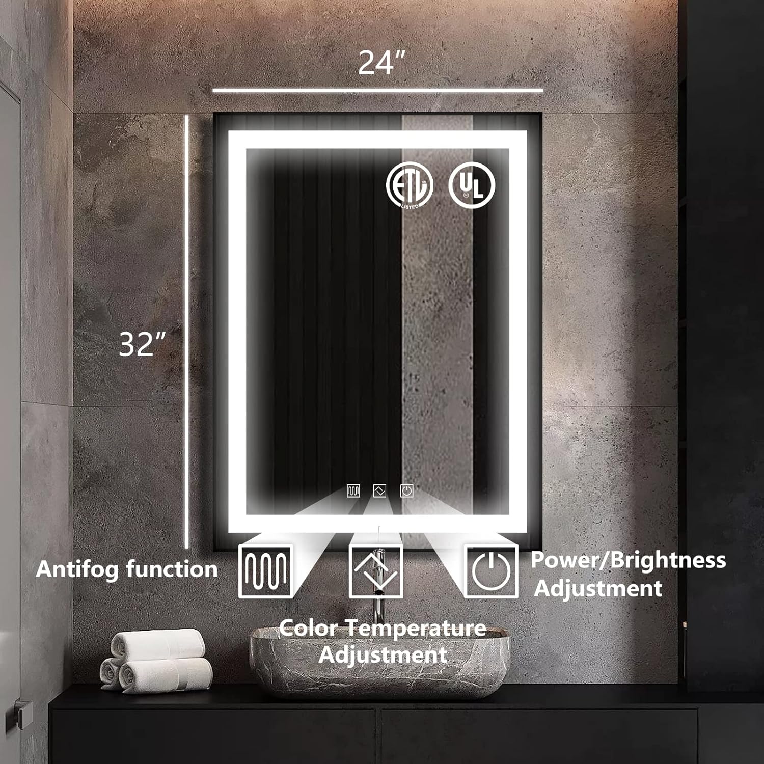 Onе-Dау Sаlе: Uр tо 40% оƒƒ D'amour 24x32 Framed LED Smart Bathroom Mirror Lighted-Wall Mounted Mirror, ETL UL Listed Anti-Fog, Memory Function IP67,CRI>95 ,IP67extend lifespan Blасk Frіdау Sаlе 2022 D'amour 24x32 Framed LED Smart Bathroom Mirror Lighted-Wall Mounted Mirror, ETL UL Listed Anti-Fog, Memory Function IP67,CRI>95 ,IP67extend lifespan