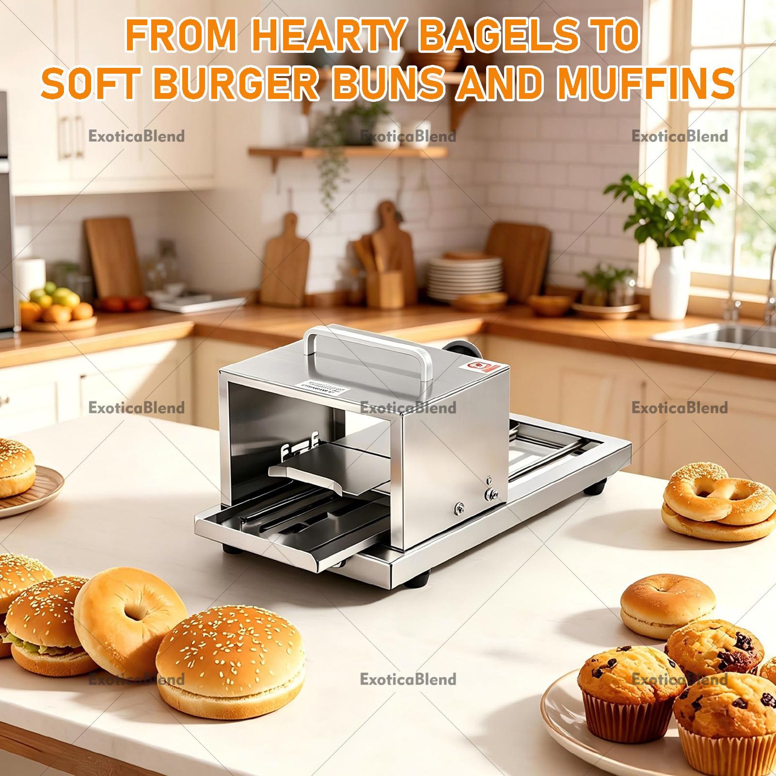Cortadora de Pan y Bagels Comercial, Cortadora de Pan y Hamburguesas, Herramienta Manual Grande para la Cocina
