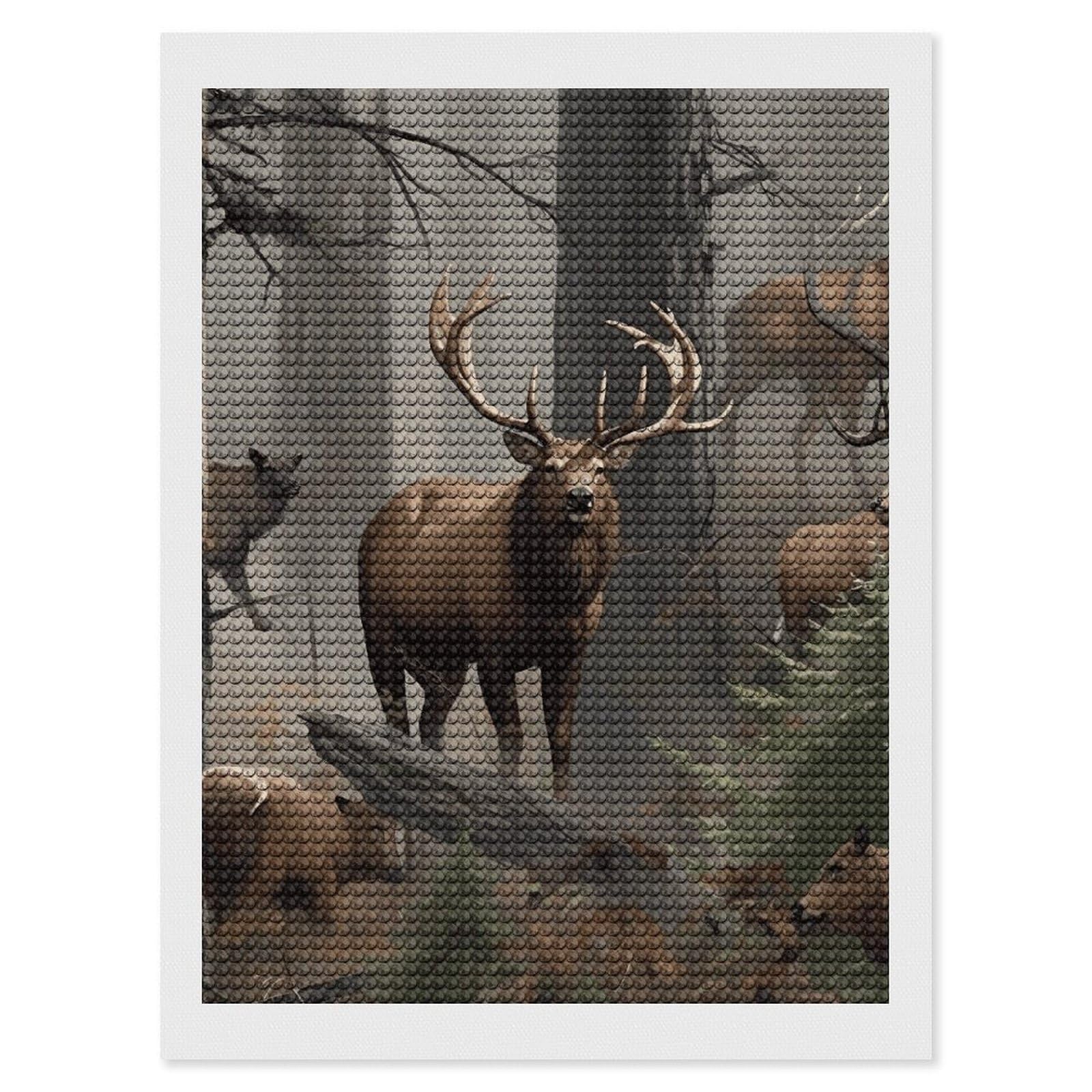 DWVTSLH Hunting Deer Bear Elk Diamond Painting Kits for Adults, Personalized Diamond Photo Art Full Drill, DIY 5D Diamond Art Painting Kits for Beginners, Home Wall Decor 12"x16"