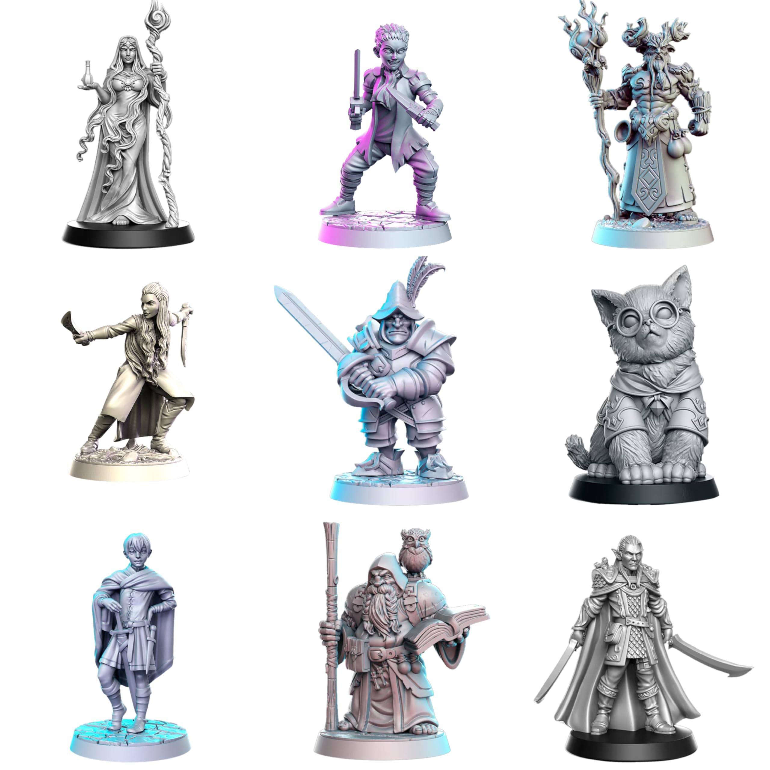 Ultimate 40-Piece Miniature Set - 40 Unique Fantasy Models for DND & Tabletop RPGs - Unpainted Resin Miniatures for Dungeon Masters & Painters - Premium 32mm Scale Figures - Image 2
