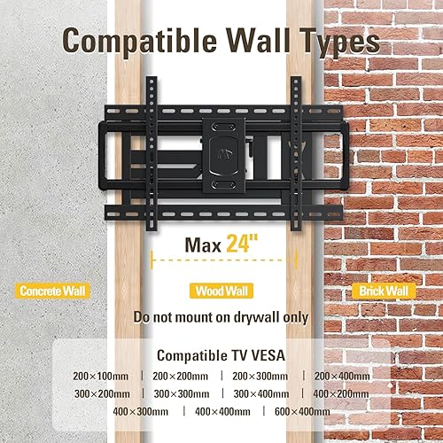 Miniatura 7 de Mounting Dream Soporte de pared para TV de brazo largo para TV de 37 a 75 pulgadas, soporte de pared de TV de esquina con extensión de 32 pulgadas,