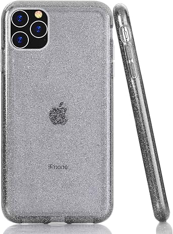 BAISRKE Clear Glitter Case for iPhone 11 Pro Max, Hybrid Heavy Duty Protection Case Hard Plastic & Soft TPU Sturdy Shockproof Armor High Impact Resistant Cover for iPhone 11 Pro Max [Black]