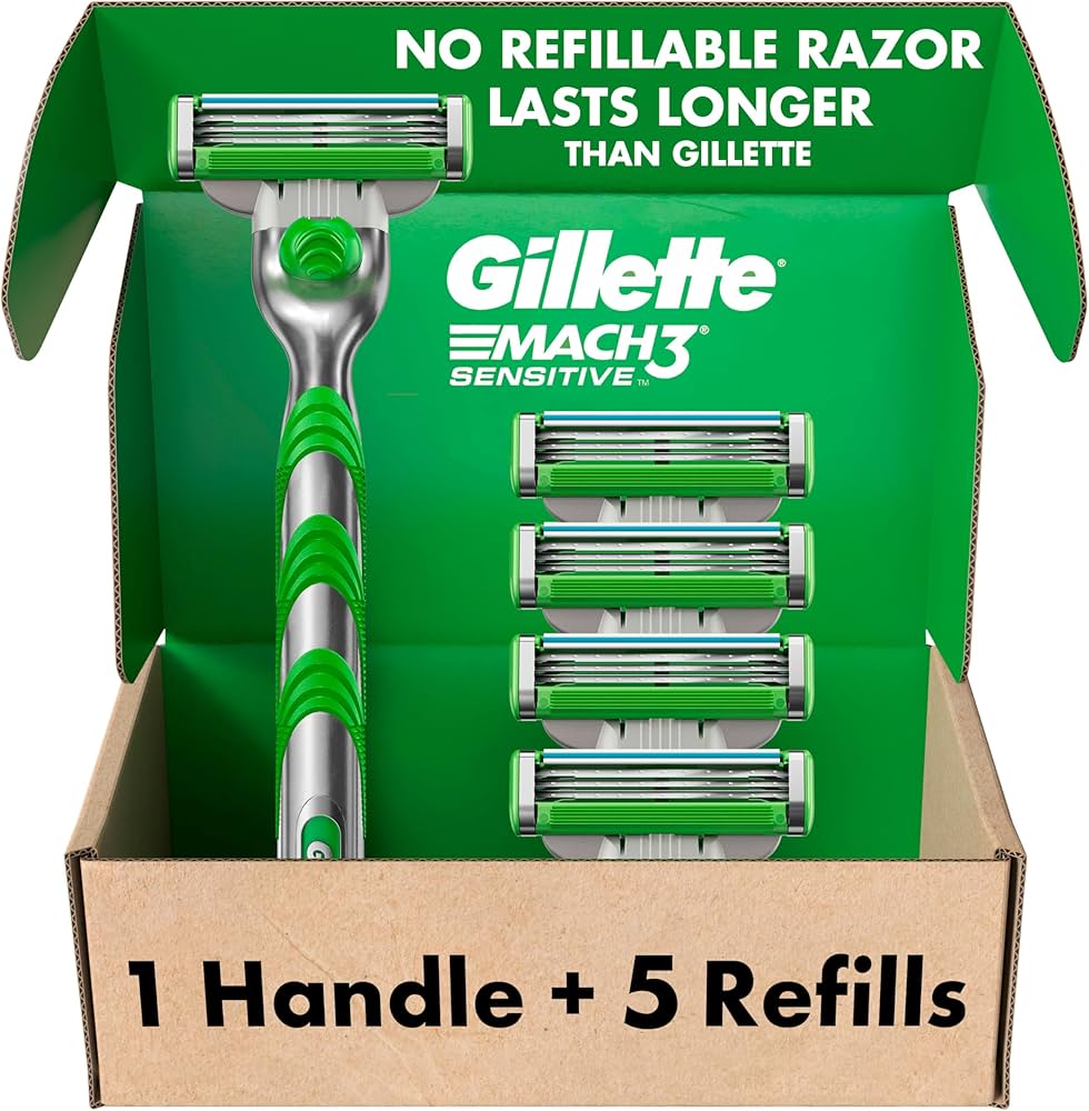 Amazon.com: Gillette Mach3 Sensitive Razors for Men, 1 Handle, 5