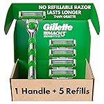 Gillette Mach3 Sensitive Razors for Men, 1 Handle, 5 Blade Refills, Designed for Sensitive Skin