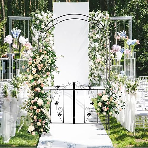 Miniatura 3 de Arco de jardín al aire libre, gótico, 8 pies 4 pulgadas de alto x 4 pies 7 pulgadas de ancho, enrejado de metal, decoración de escalada, arco de