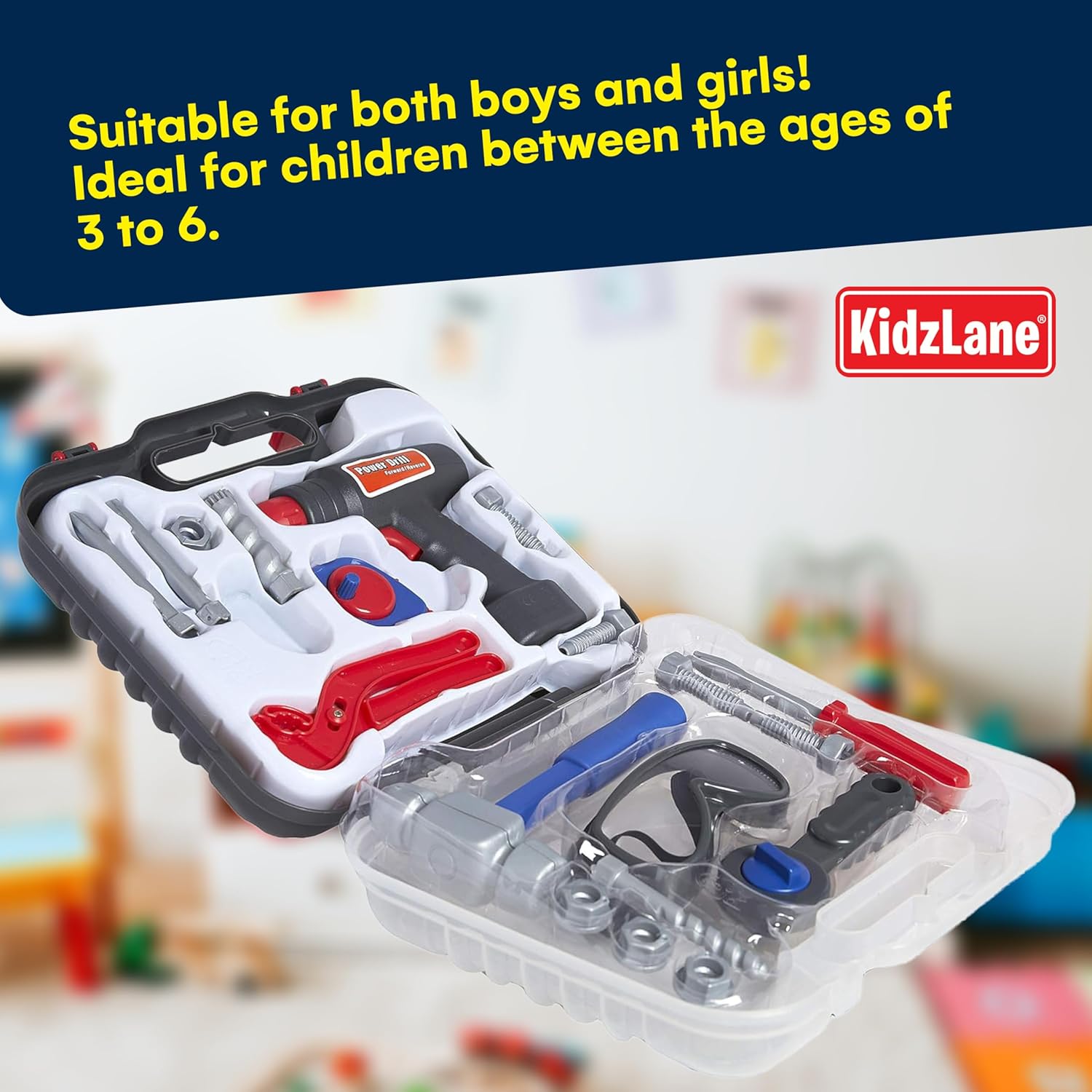 Kidzlane 20-Piece Deluxe Toddler Tool Set with Carrying Case