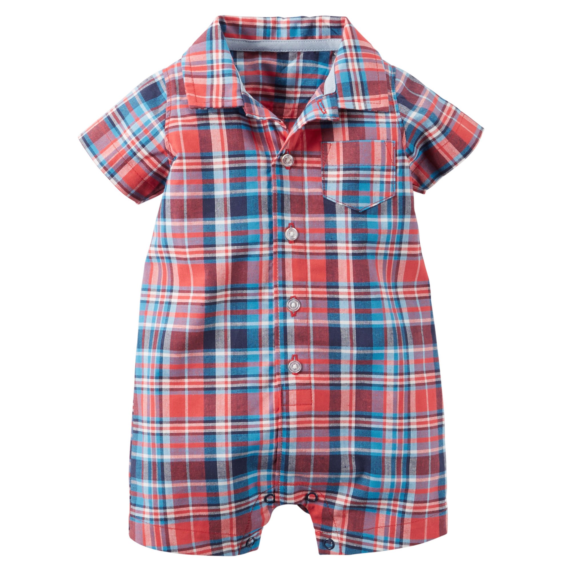 Carter's Plaid Romper, Red/Navy, New Born