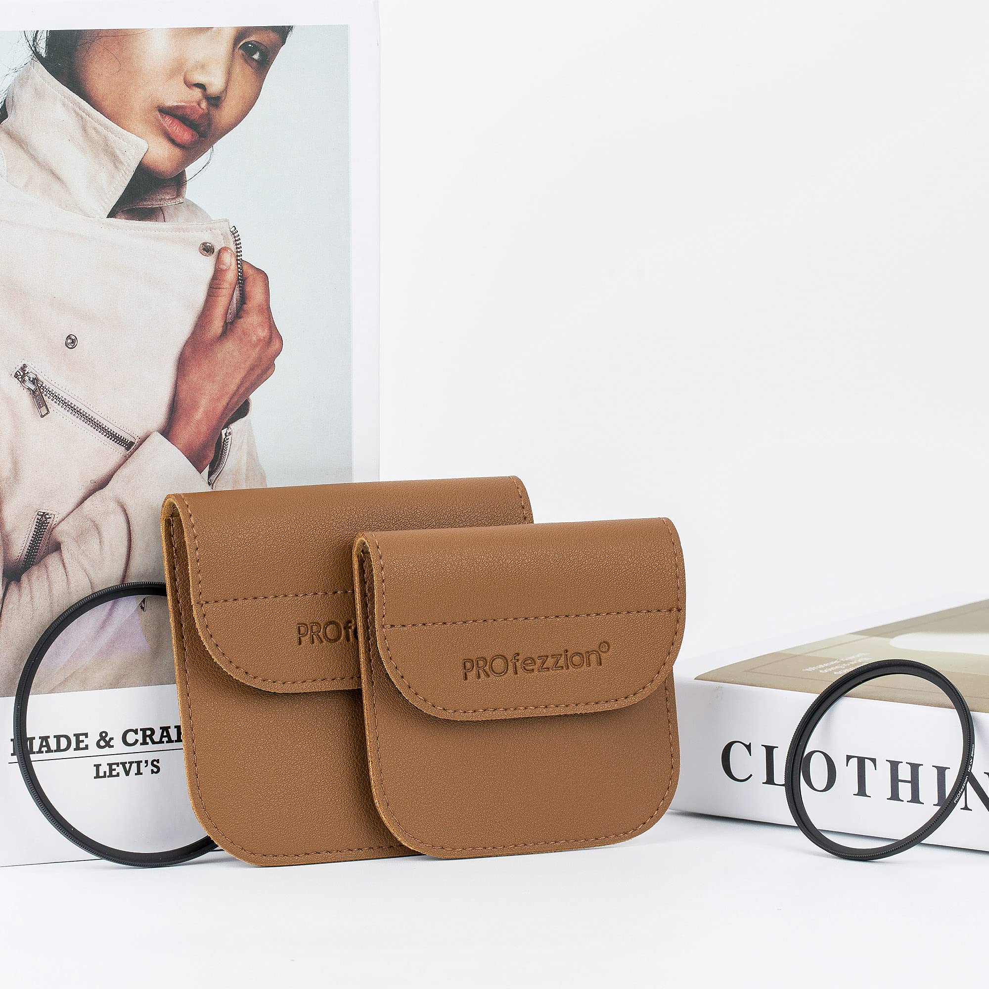 PROfezzion Pochette de rangement pour objectif d'appareil photo de luxe pour 1 filtre tels que UV, CPL, ND, filtre polarisant, filtre à densité neutre, filtre de diffusion noir jusqu'à 58 mm de