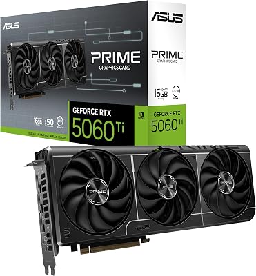 ASUS SFF-Ready Prime NVIDIA GeForce RTX 5060 Ti 16GB GDDR7 Graphics Card (PCIe 5.0, 16GB GDDR7, HDMI/DP 2.1, 2.5-Slot, Axial-tech Fans, Dual BIOS), 3 Year Warranty
