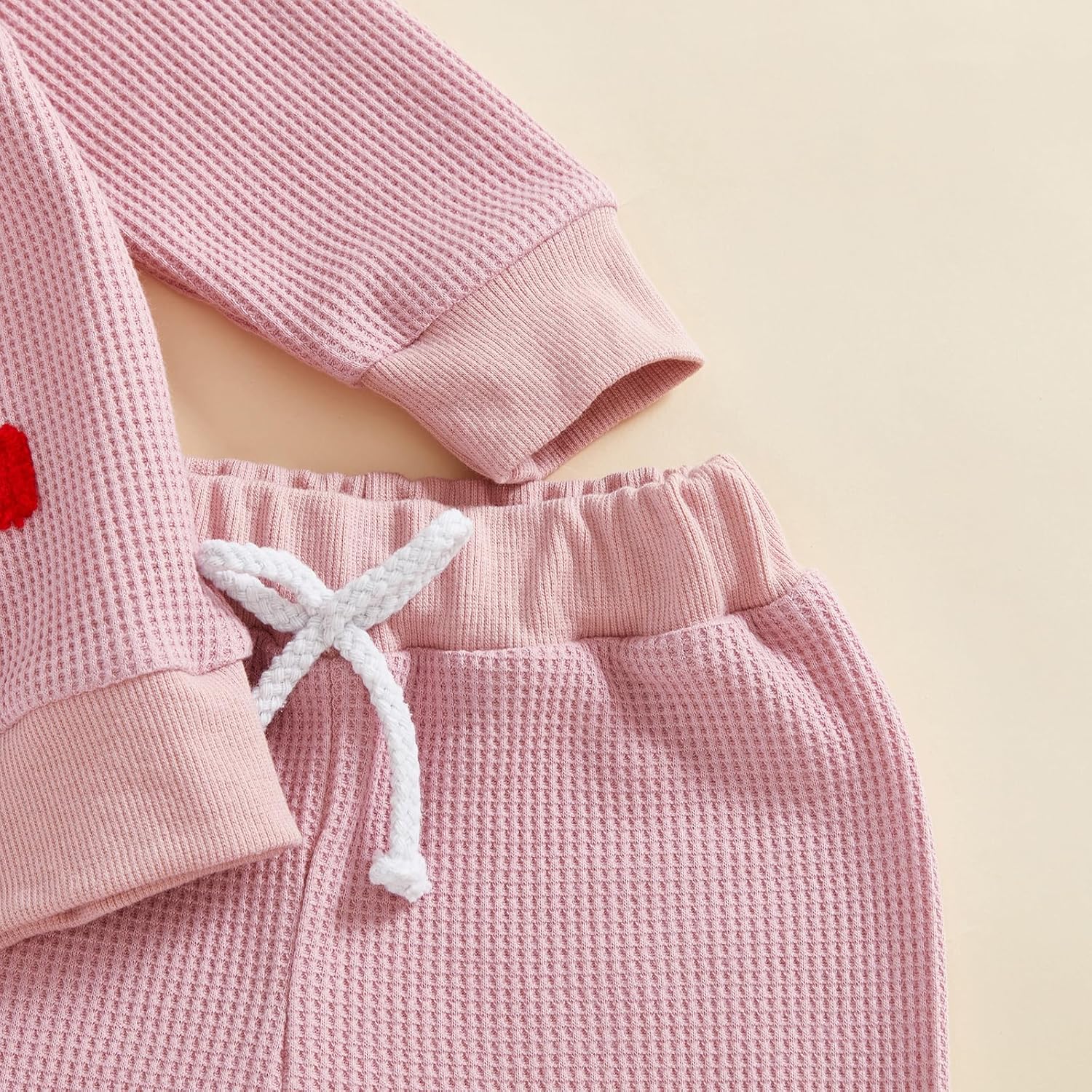 Toddler Baby Girl Valentines Outfit Plaid Letter Embroidery Sweatshirt Heart Jogger Pants Fall Winter Baby Set - Image 5