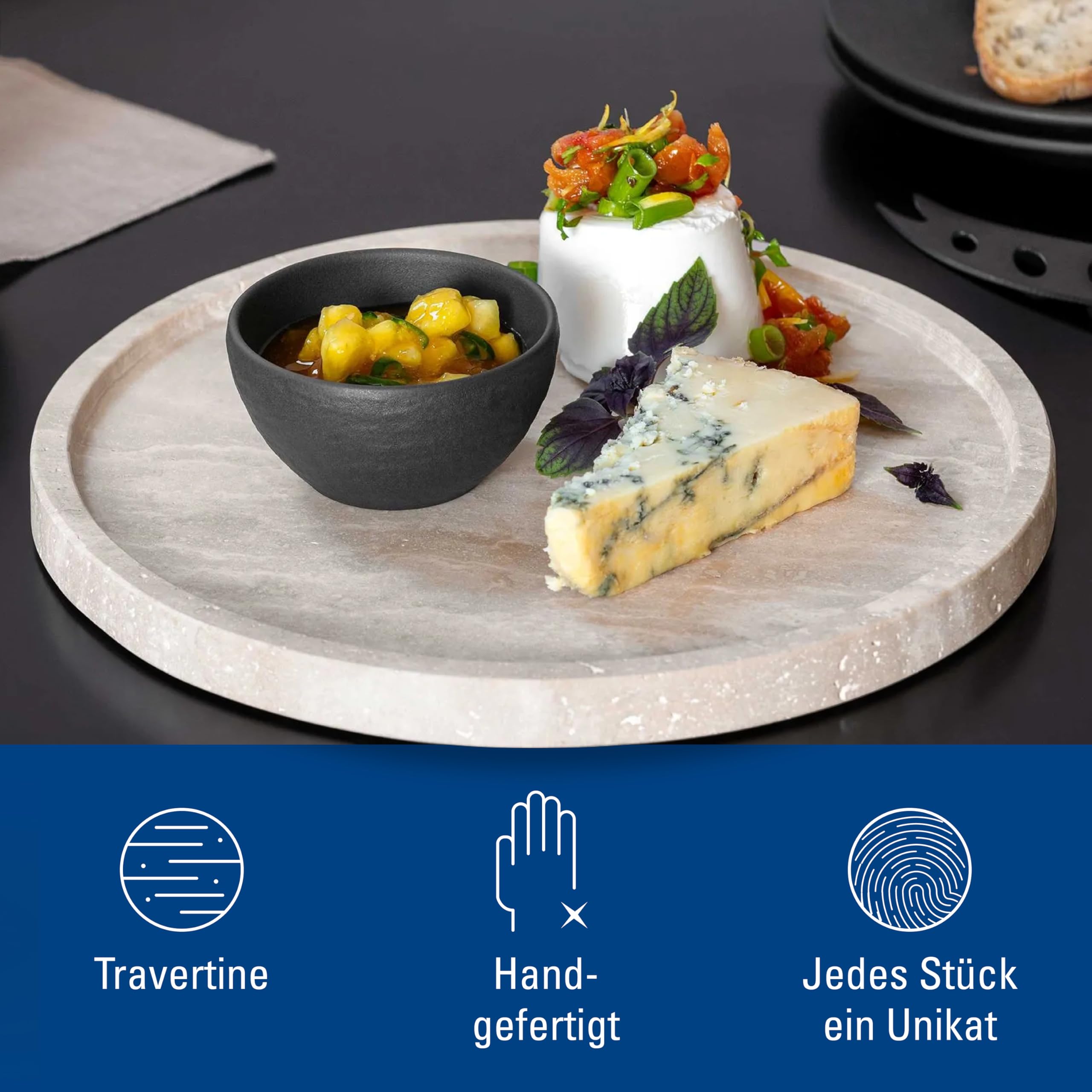Assiette Pierre Fait Main Villeroy & Boch - Manufacture Travertine Assiette à Servir Beige Villeroy Et Boch Assiette