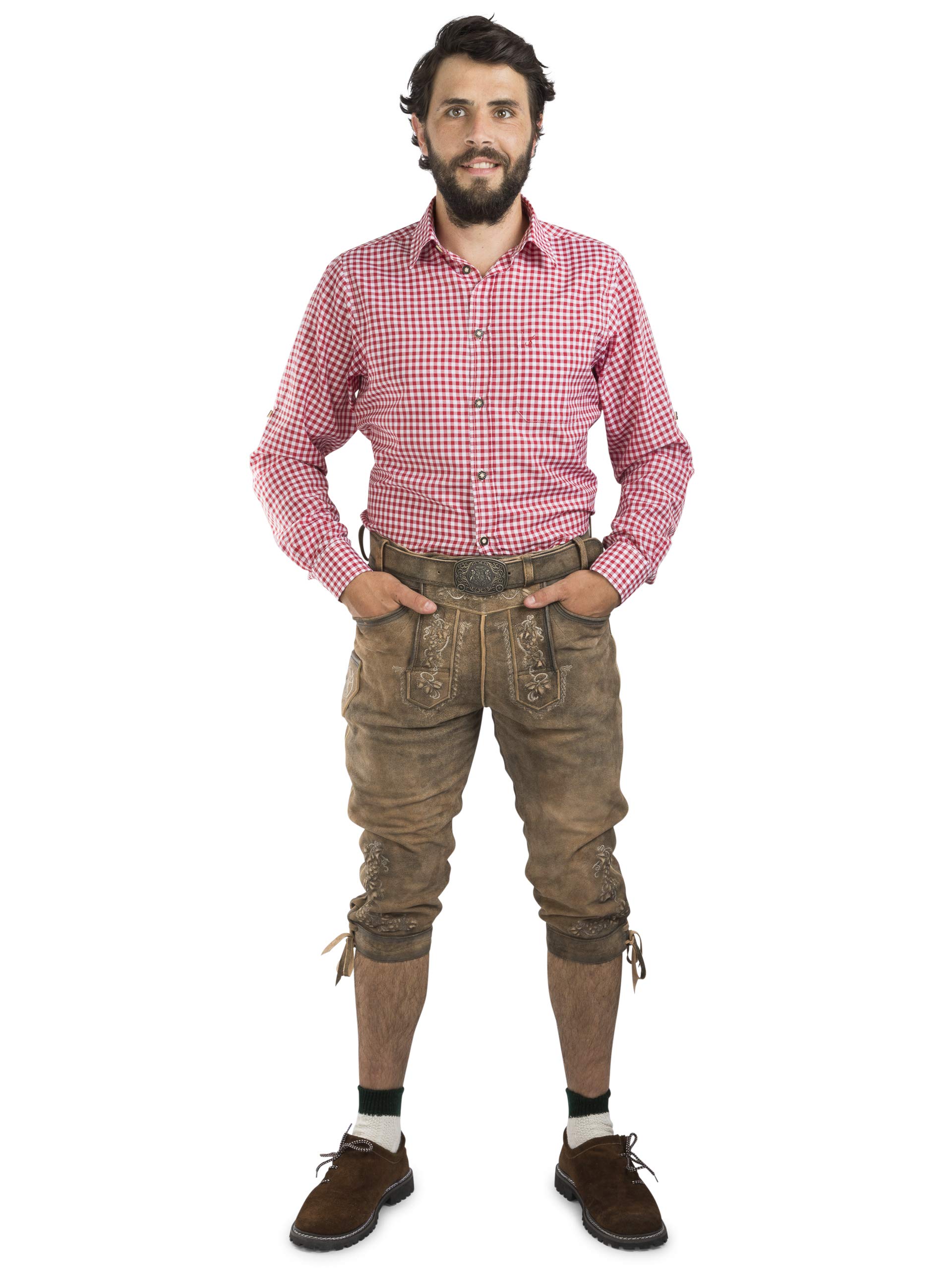 Herren Lederhose Leopold aus der Meisterstück Serie von Schöneberger Trachten - Vintage Kniebundlederhose inkl. Trachtengürtel