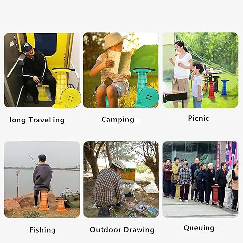 Miniatura 4 de davidamy's gift Taburete plegable mejorado portátil telescópico plegable de 6 generación, taburete retráctil con capacidad de carga de 440 libras