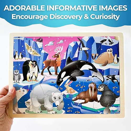 Miniatura 4 de QUOKKA Juego de 4 rompecabezas para niños de 4 a 6 años  24 piezas de rompecabezas Montessori realistas de madera para niños de 3 a 5 años