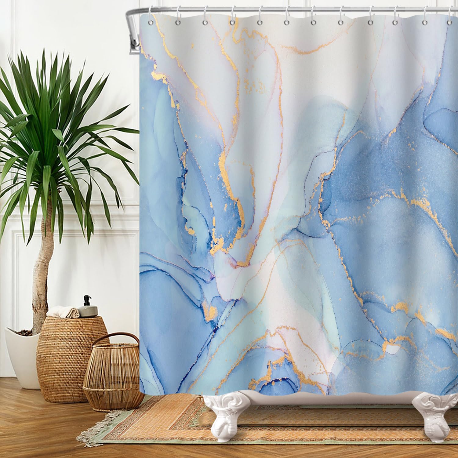 Kzzfqxb 105x160cm Shower Curtains with Plastic Hooks - Image 4