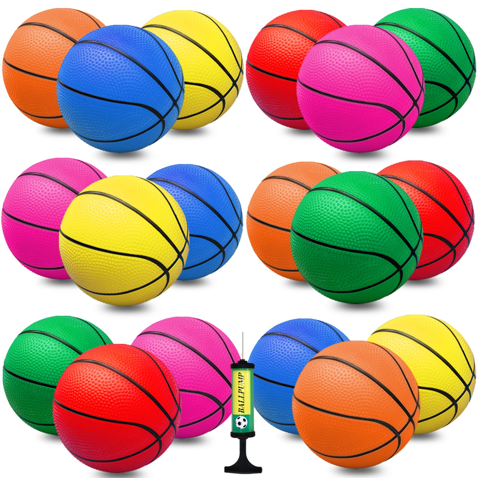 Oleitodh 18Pcs 5" Mini Basketball Balls Bulk Small Basketballs Set, PVC Small Basketball for Over The Door Hoop Games Party Favors Indoor Outdoor Play