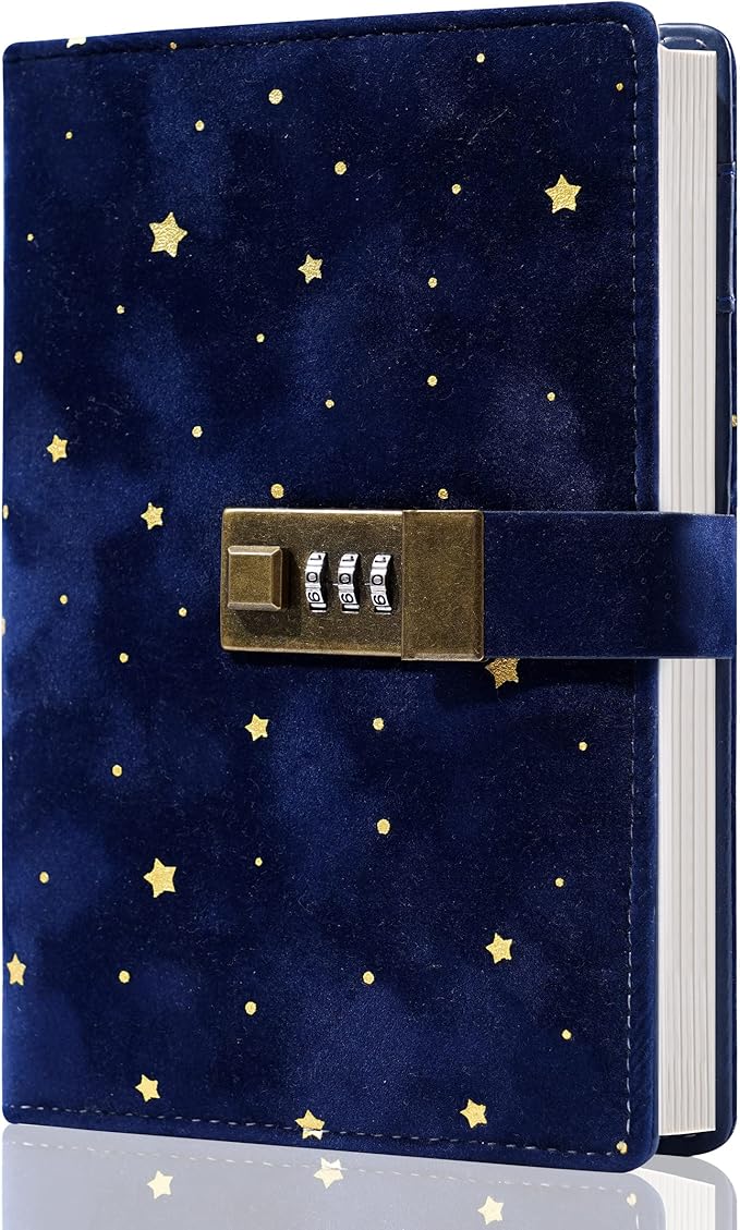 Lock Journal CAGIE Secret Refillable Diary,Corduroycovered Locking