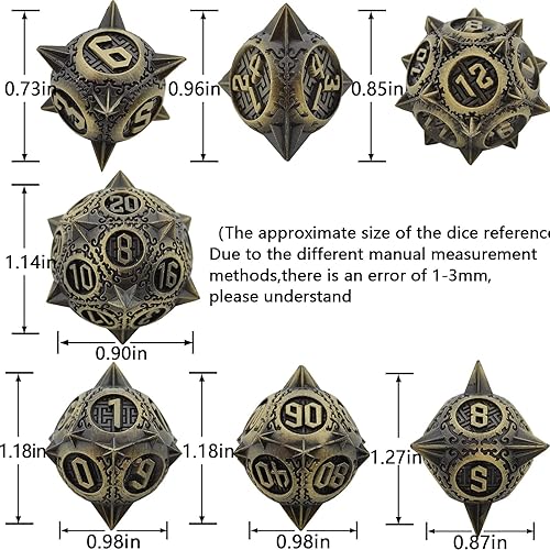 Miniatura 6 de Juego de dados de metal DND D&D Dungeons and Dragons Gifts RPG Juego de dados poliédricos para MTG D y D Pathfinder, accesorios de mesa D20 D12 D10