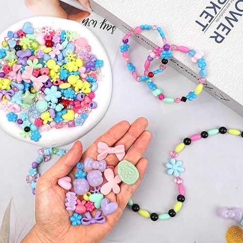 Miniatura 2 de Surtido de cuentas acrílicas para hacer pulseras, lazo de flores, mariposa, caramelo, estrella, corazón, chicle, lindas cuentas para hacer joyas