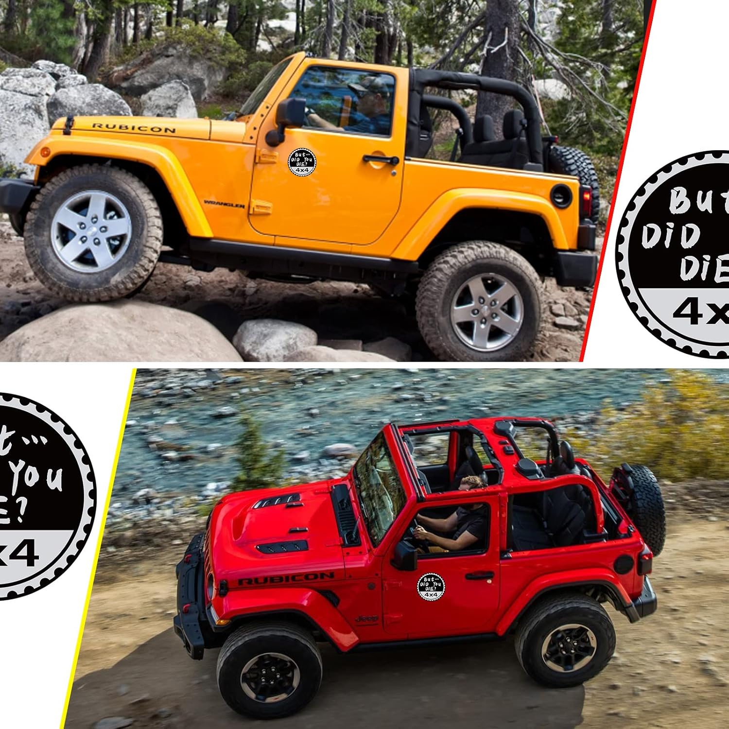 But Did You Die Badge Rated Car Emblem, 4 x 4 Metal Automotive Badge 3D Metal Car Badges Round Emblem Decals Decals Stickers Compatible for Jeep Wrangler Vehicles Trucks SUV - Image 2