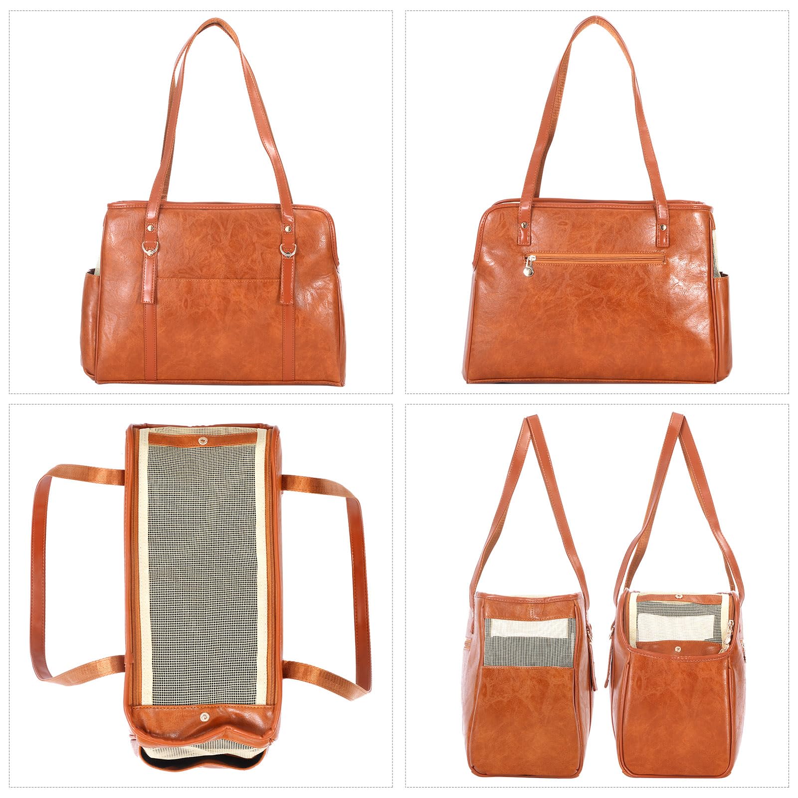 Lasaviin Dog Carrier Purse, Fashion Leather Pet Carrier with Pockets - Image 3
