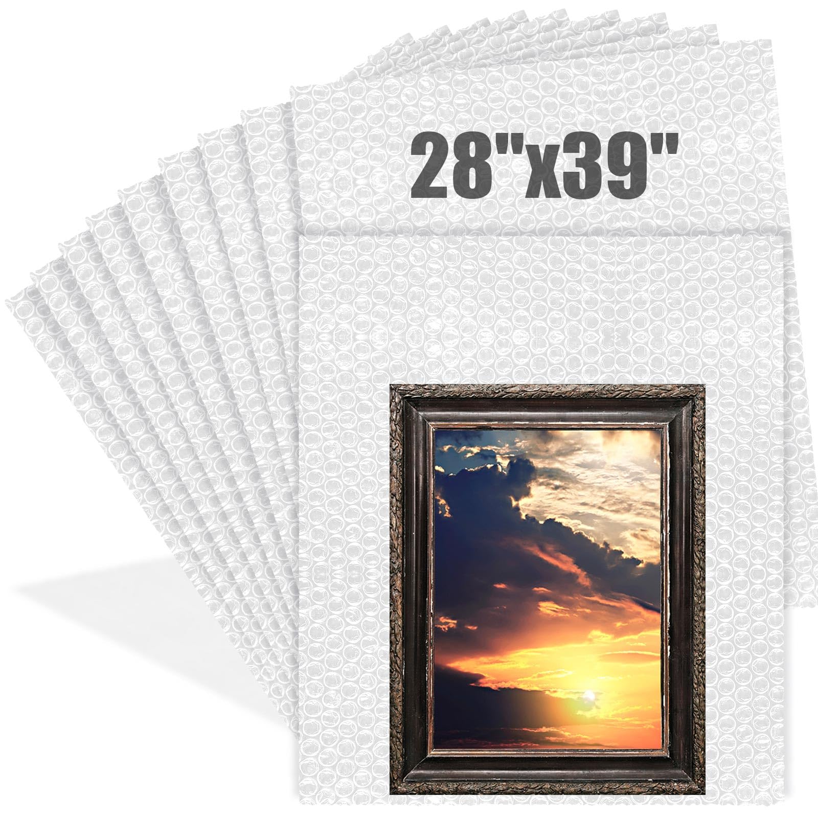 Dunzoom 10 Pack 28 * 39 Inch Extra Large Bubble Pouches Clear Bubble Pouch Wrap Bags for Packing Shockproof Cushioning Wrap Bag for Shipping Moving Fragile Dishes China Plates Painting Fragile Items