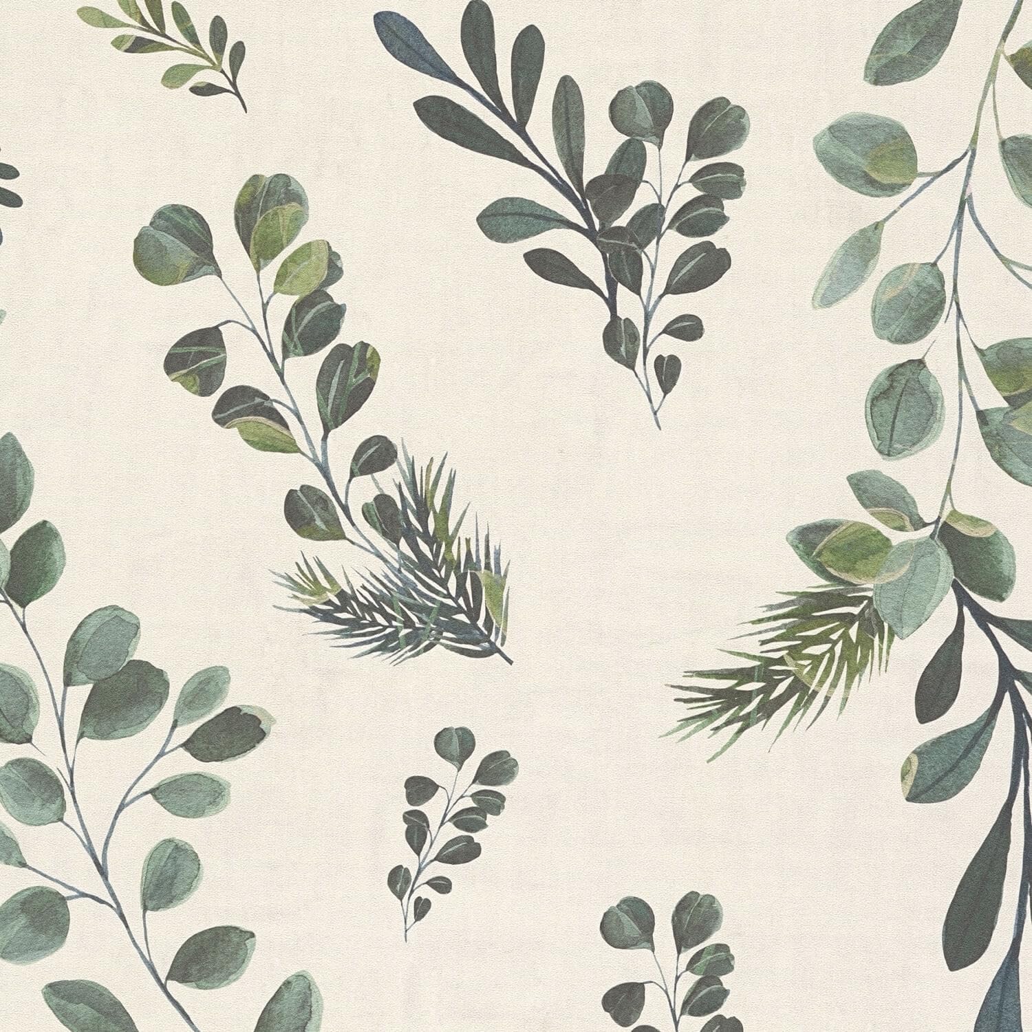 Papier peint motif floral gris vert-olive intissé 782211