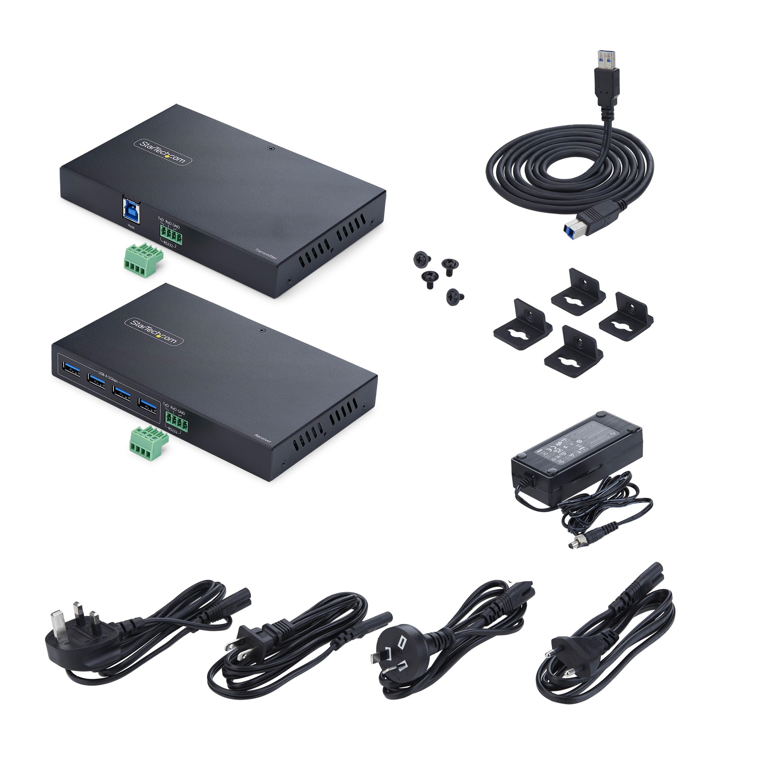 StarTech Extension USB 3.0 4 Ports sur Ethernet 100m Via RJ45 Cat6a Cat8 | Hub 4x USB-A 5 Gbps, Périphériques USB distants, HDBaseT, PoC, C10043-USB-EXTENDER
