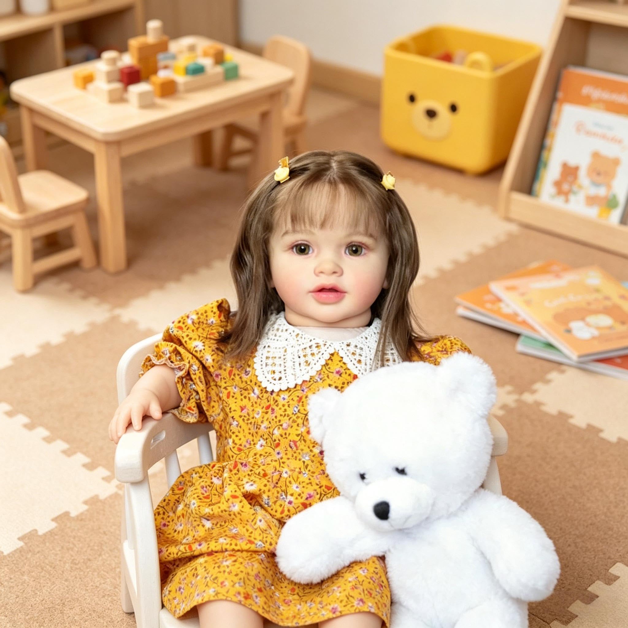 Reborn Puppen Mädchen Pippa 66 cm Große Größe Realistische Reborn Kleinkind Puppe, Echtes Leben Babypuppe Weicher Stoffkörper, Lebhafte Kleinkindpuppen Mit Langem Haar