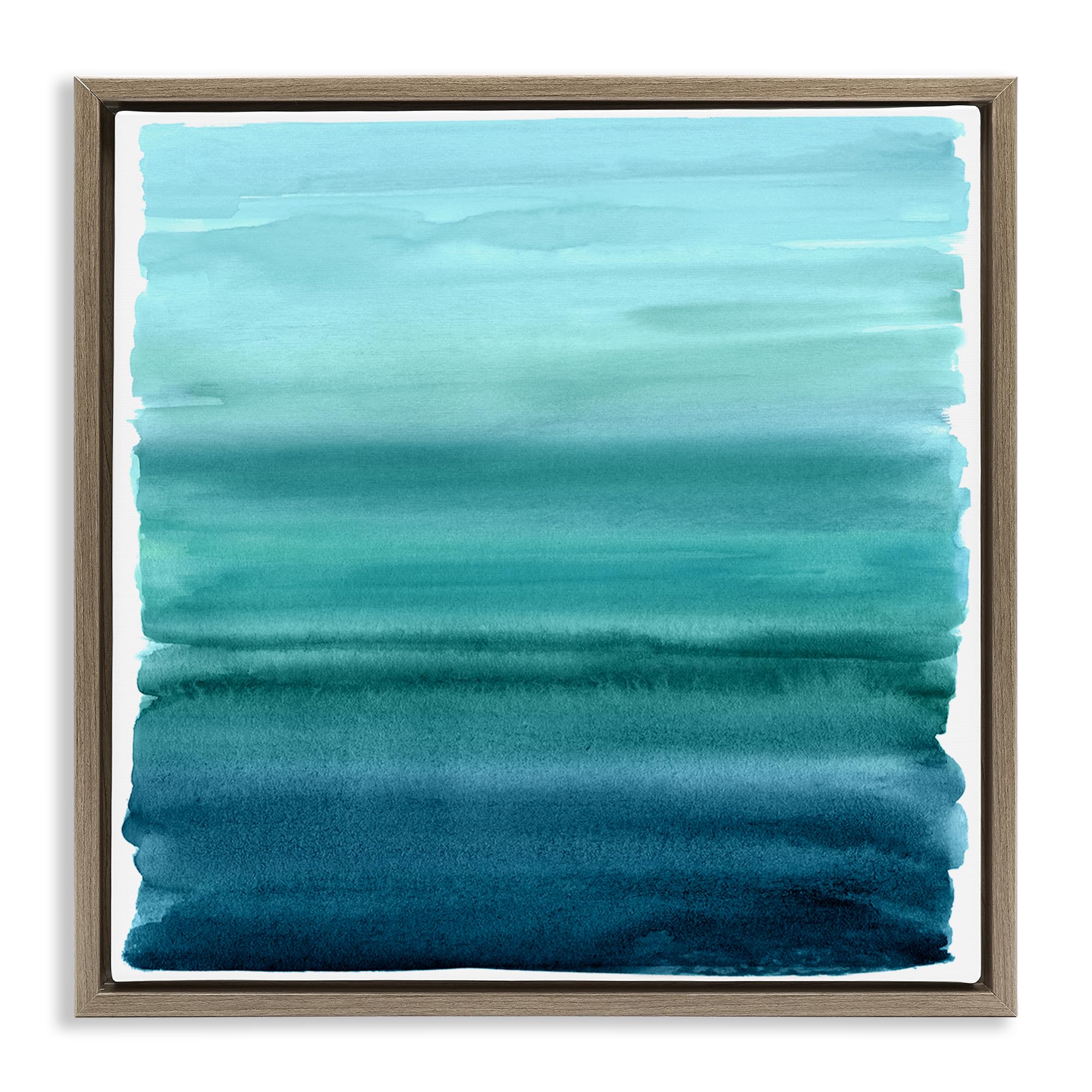 Stupell Industries 'Aqua Ombre Gradient', Floating Frame Canvas Art, Brown, 18 x 18 Inches, Easy to Hang and Sturdy, Made in USA, by Allie Corbin