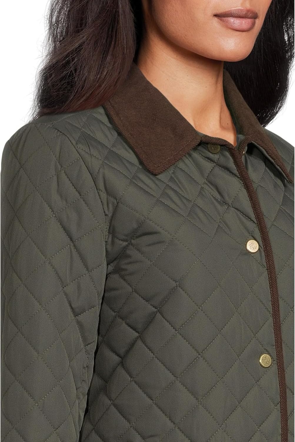 Lauren Ralph Lauren Womens Quilt W Cord Clr Litchfield Loden Large - Image 3