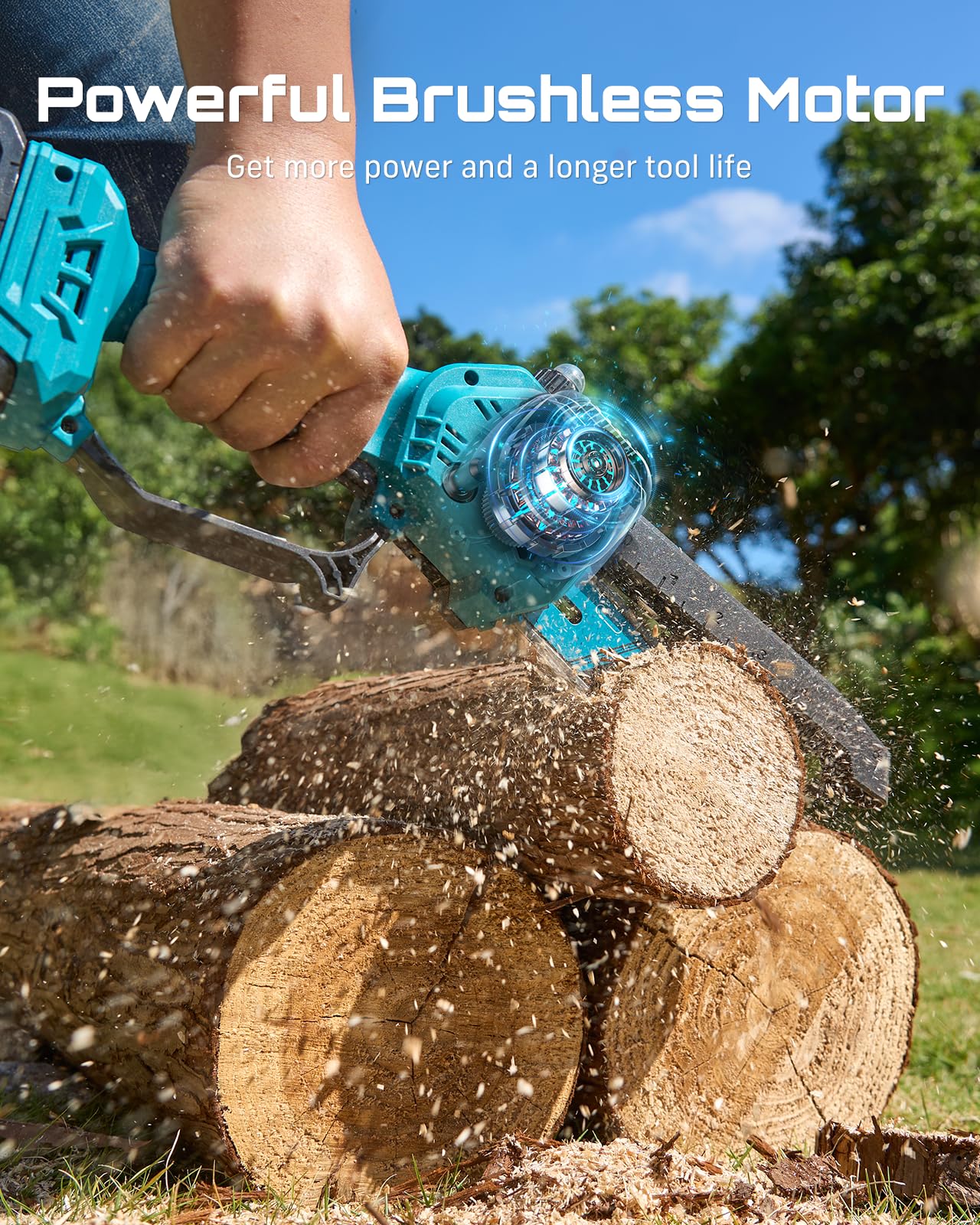 SEESII 2-in-1 Electric Pole Saws: Brushless Mini Chainsaw Cordless 6 Inch, 2 x 4000mAh Batteries, Pole Saw for Tree Trimming,Hand held Chain Saw with Extension Pole for Tree Limb Branch Cutter,P6 Ace - 5