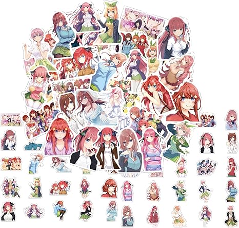 Amazon Yaoshikou五等分の花嫁 シール 可愛い ステッカー 50枚 防水 セットスーツケースステッカー お気に入りのスーツケース贈り物 防水シール スーツケース バイク ヘルメットなど適用 誕生日プレゼント 萌えグッズ 五等分の花嫁 アニメ 萌えグッズ 通販