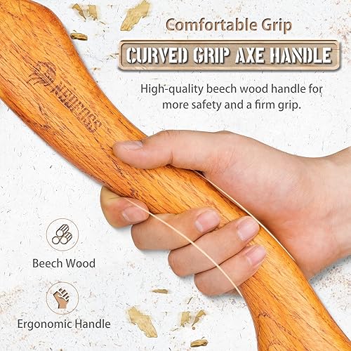 Miniatura 3 de NedFoss R33 Hacha de hacha de camping, hachas y hachas de bushcraft de 13 pulgadas con funda de cuero de vaca, hacha de supervivencia forjada a mano