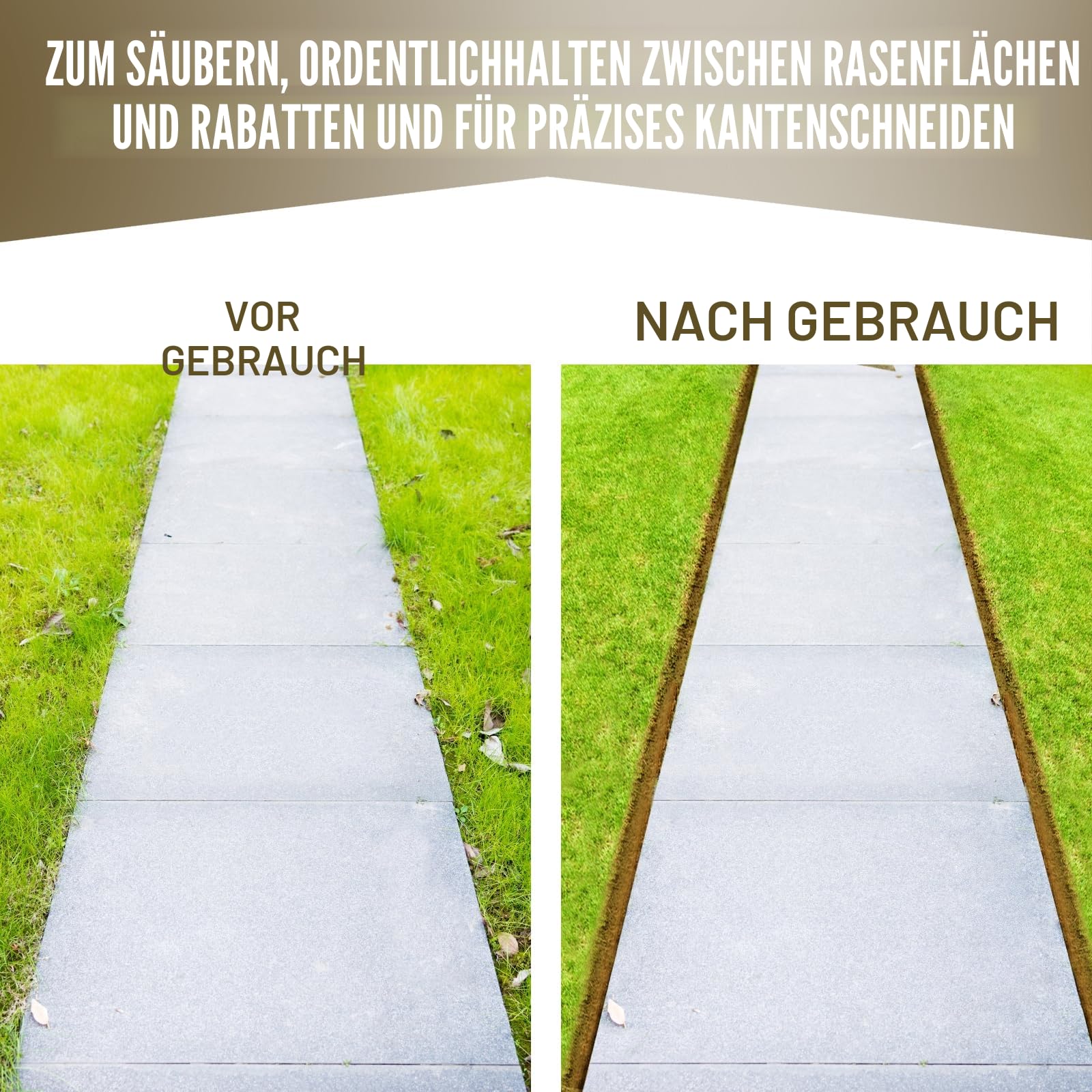 Colwelt Sägezahn-Rasenkantenschneider, Halbmond-Rasenkantenschneider mit T-Griff, Langstieliges Kantenmesser für Rasenkanten, 96 cm