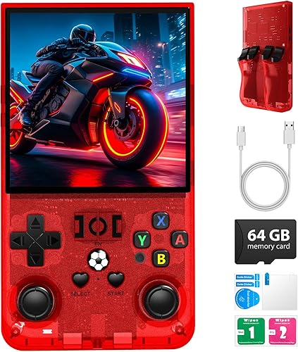 R36MAX - Consola de juegos de mano retro, consola de juegos retro de 4.0 pulgadas con memoria de 64 GB, consola portátil de videojuegos retro,