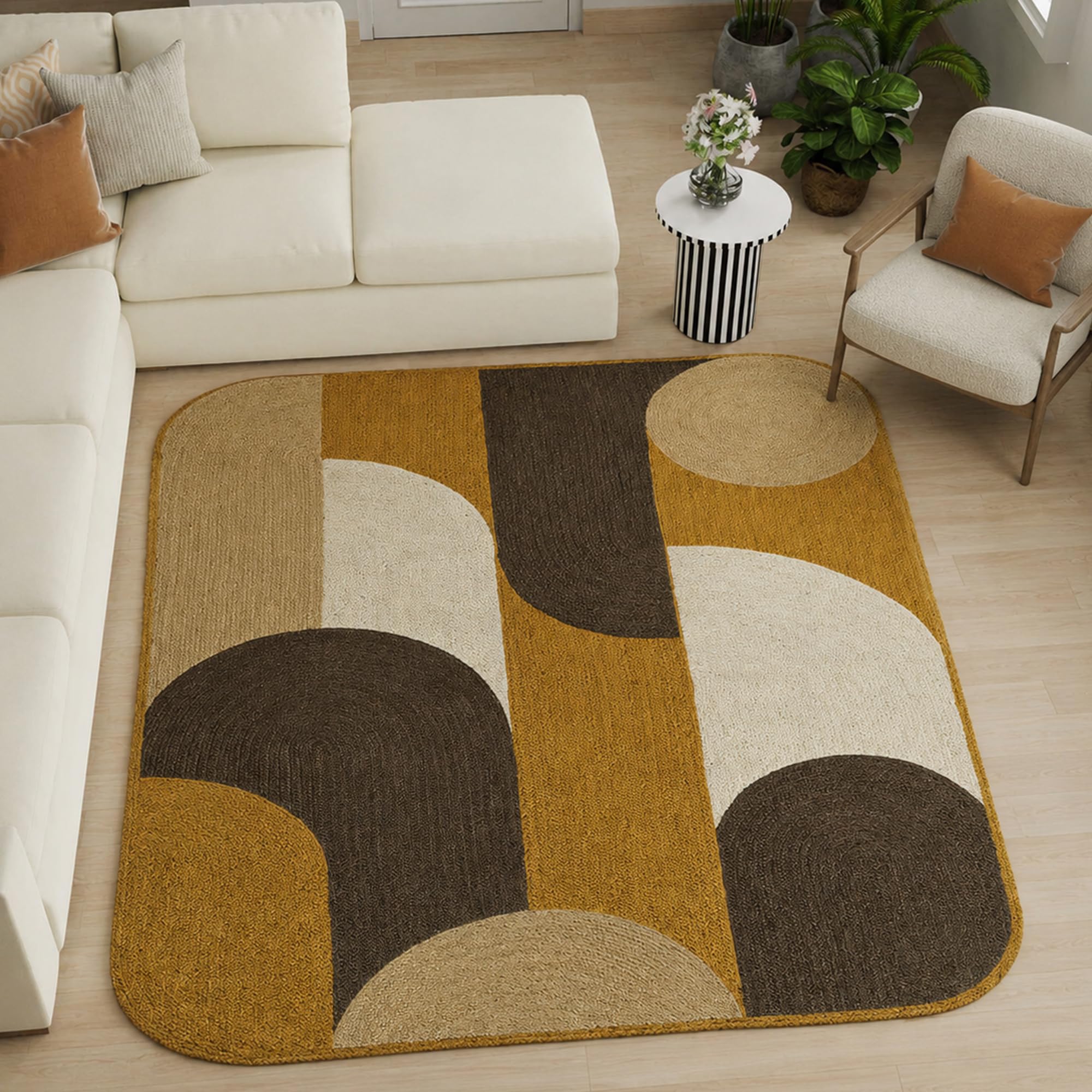Tapis en jute 1,5 x 1,5 m épais pour protéger le sol de la chambre et du salon