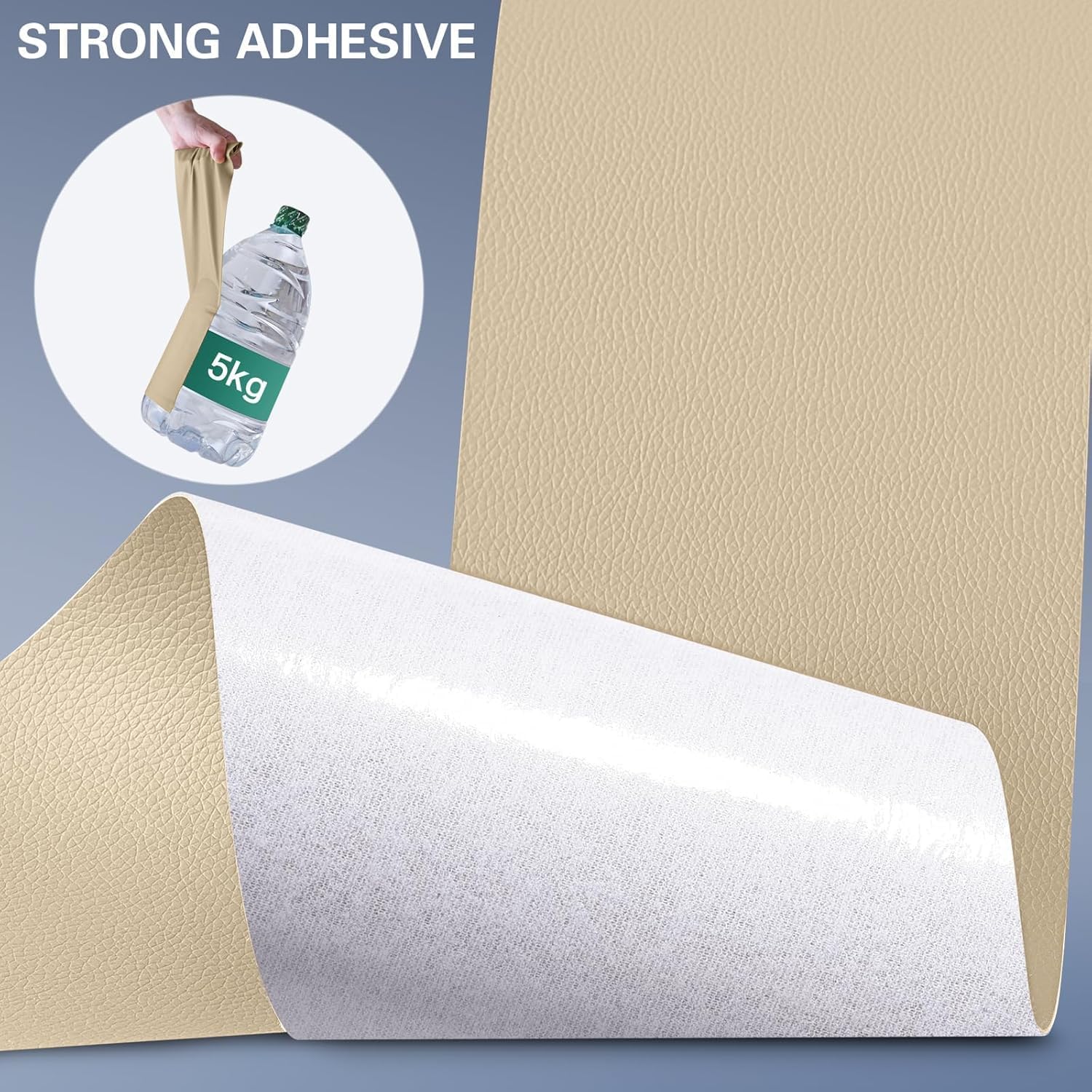 Leather Repair Patch 24x54 Inch, Self Adhesive Leather Repair Tape, Large Vinyl Repair Kit for Sofa Couch Furniture Car Seats, Strong Adhesion Waterproof Scratch Resistant Easy Cut (Beige)