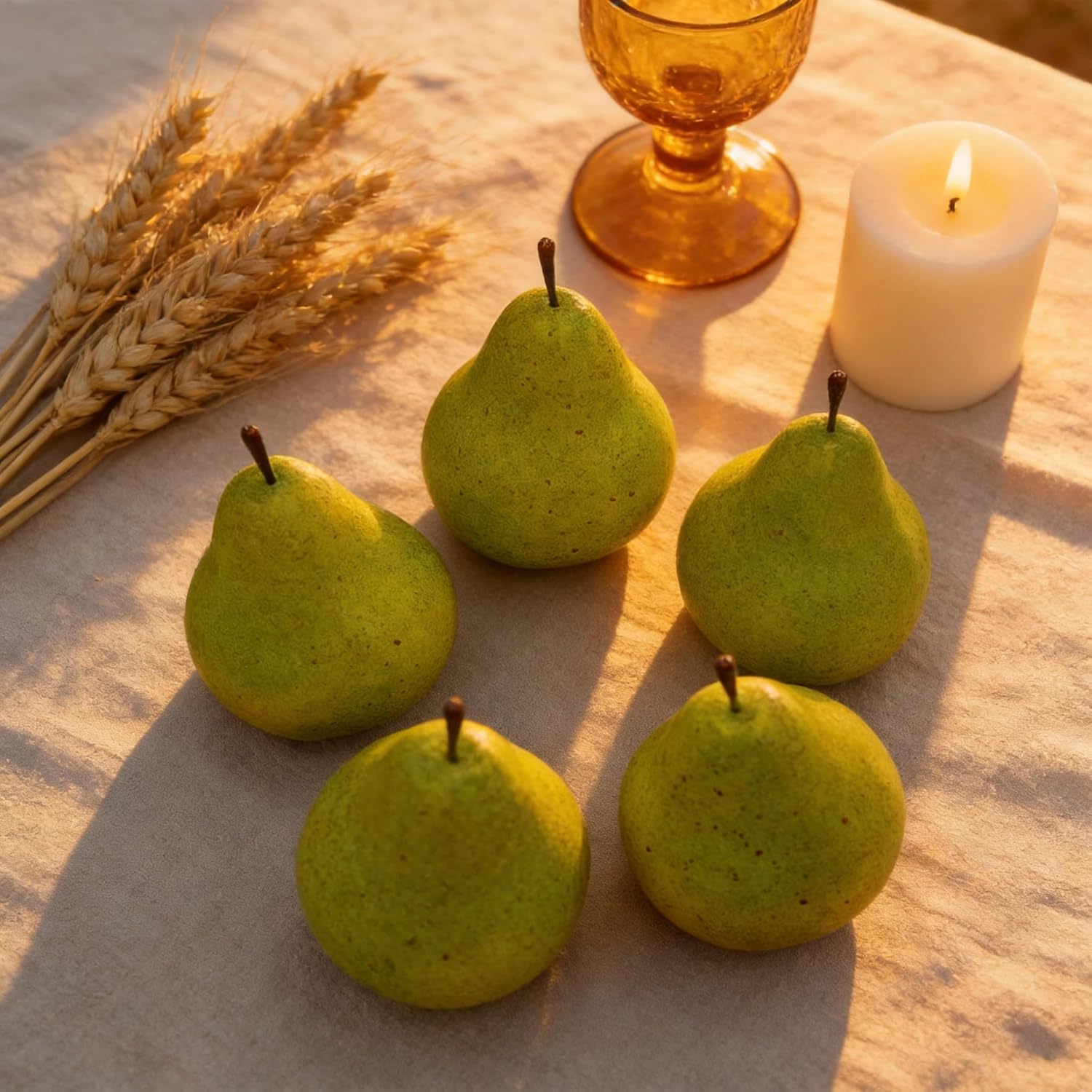 6PCS Fake Pear Artificial Fruit Lifelike Fruits Decoration Home Kitchen Wedding Christmas Party Festival Ornament Shop Office Model Vivid Photography Props