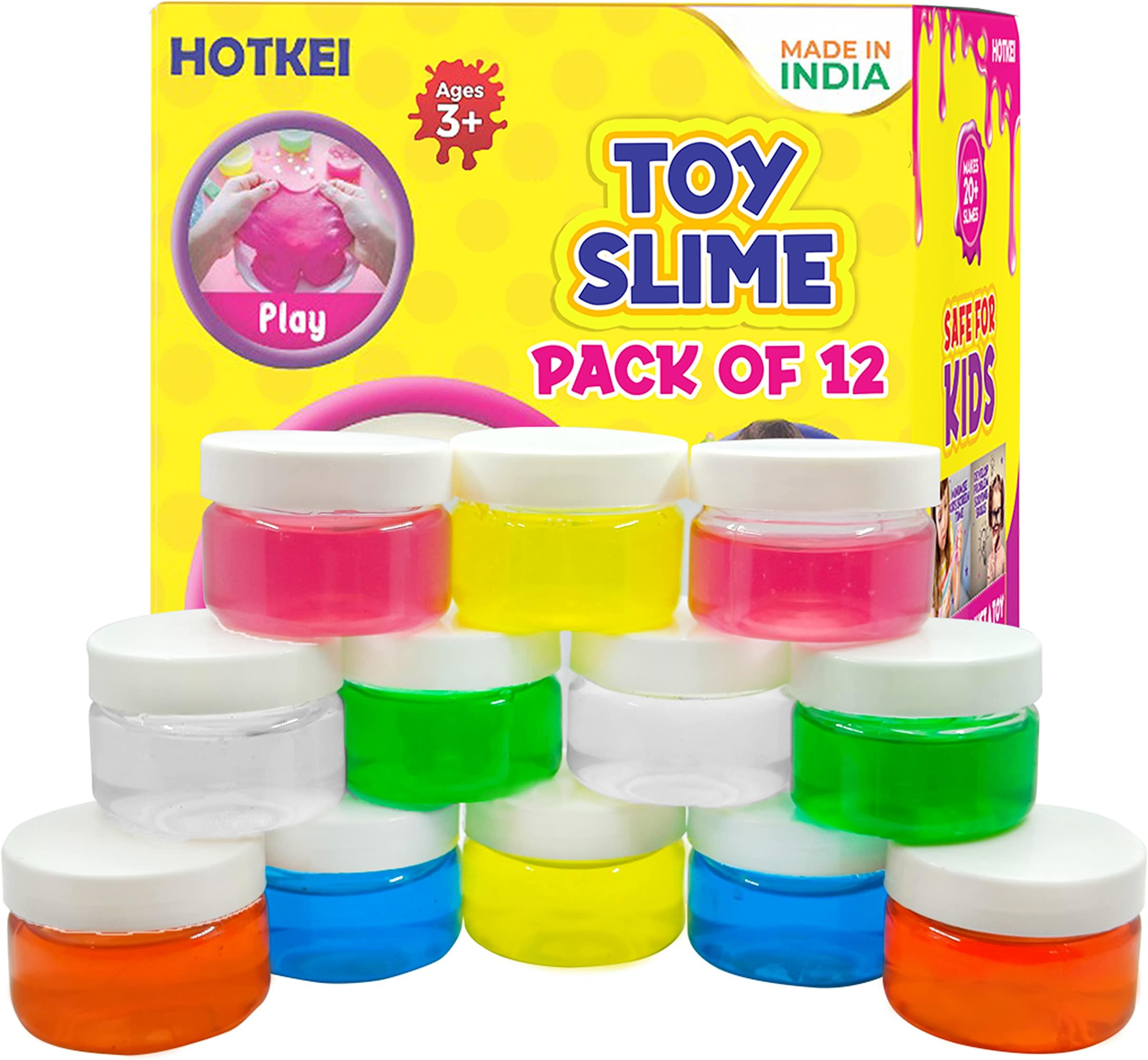 - HOTKEI (Pack of 12 Slime) Multicolor Fruit Scented DIY Toy Slimy Slime Gel Jelly Putty Set Art kit Toys for Boys Girls Kids Slime-600 gm Toys