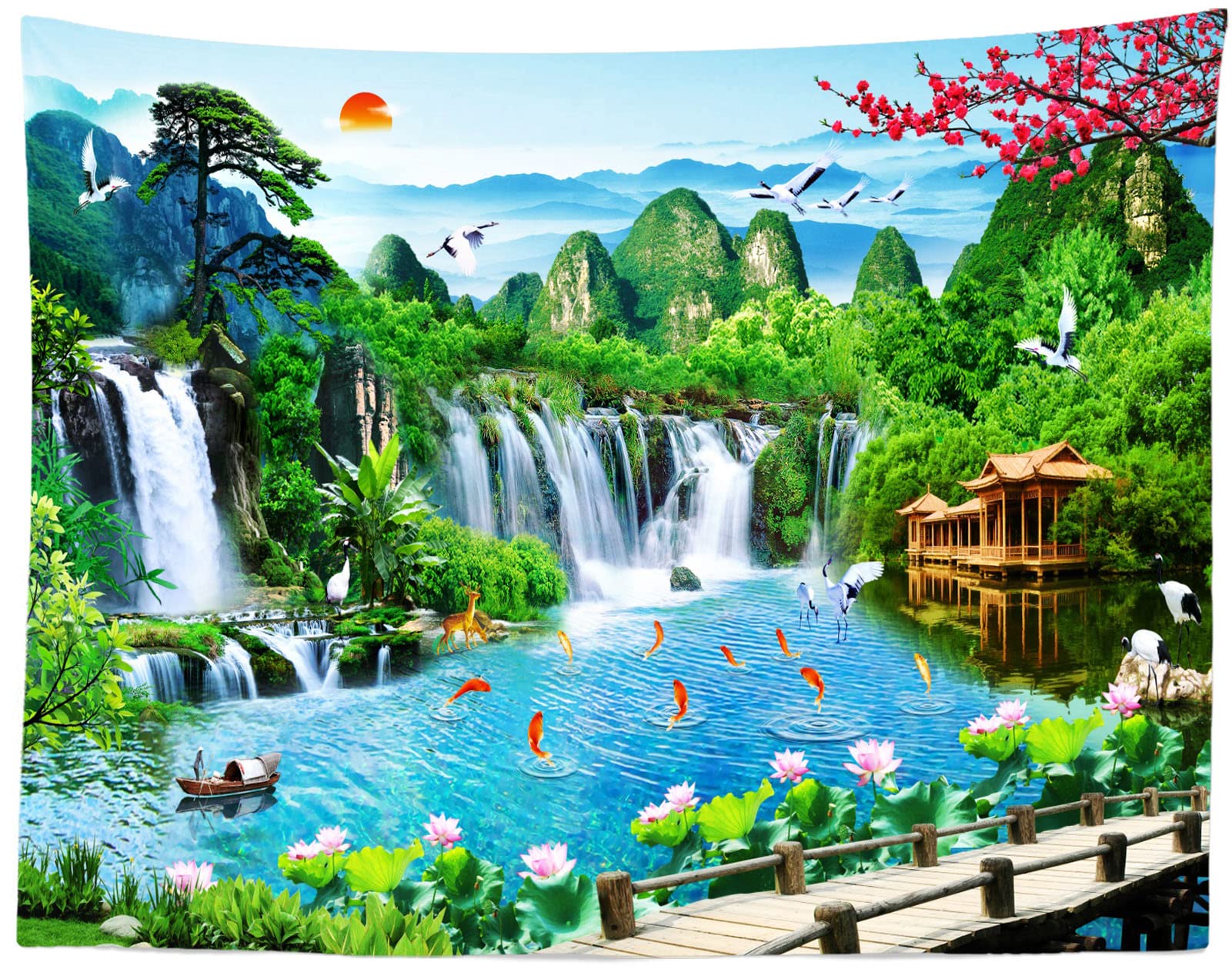 Amazon.com : BELECO 7x5ft Fabric Mountain Lake Wonderland Backdrop